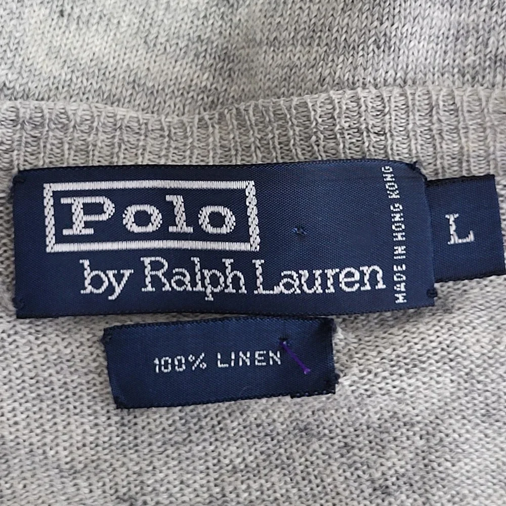 Polo Ralph Lauren Linen Sweater Mens Large Grey Crewneck Long Sleeve Knit
